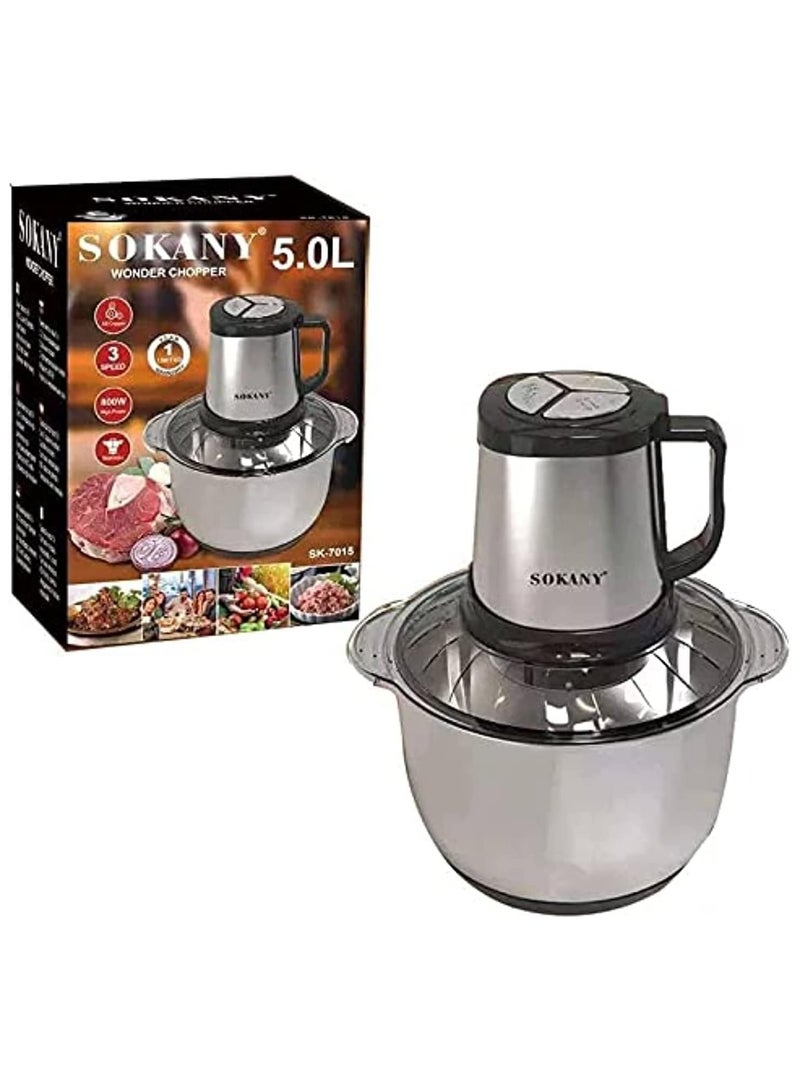 sokany Grinder and Chopper with Stainless Steel Body - 800 W SK-7015N Multicolor - Image 2
