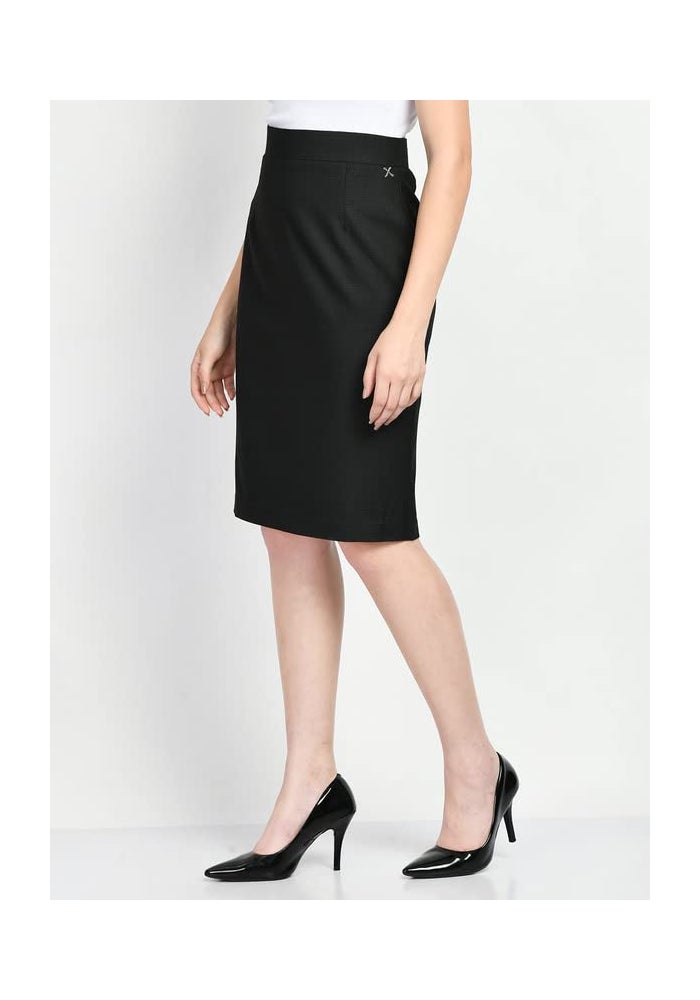 Exude Black Solid Pencil Skirt for Women - Image 2
