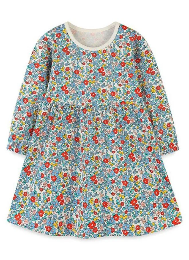 YUNIQEE Multicolour A-Line Crew Neck Printed Dress