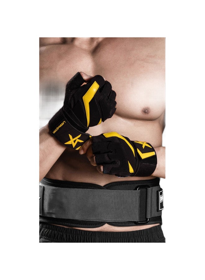 LAURASTAR Laura Star Peak Gloves, Single Bar Sports Pull-Up Training, Non-Slip Dumbbell Cycling Fingerless Gloves, Black And Yellow, Size S - Image 3