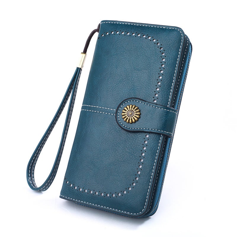 Multifunctional Solid Color PU Leather Wallet, RFID Blocking Design Portable Daily Storage Purse for Cards Cash Coin Business Use - Image 1