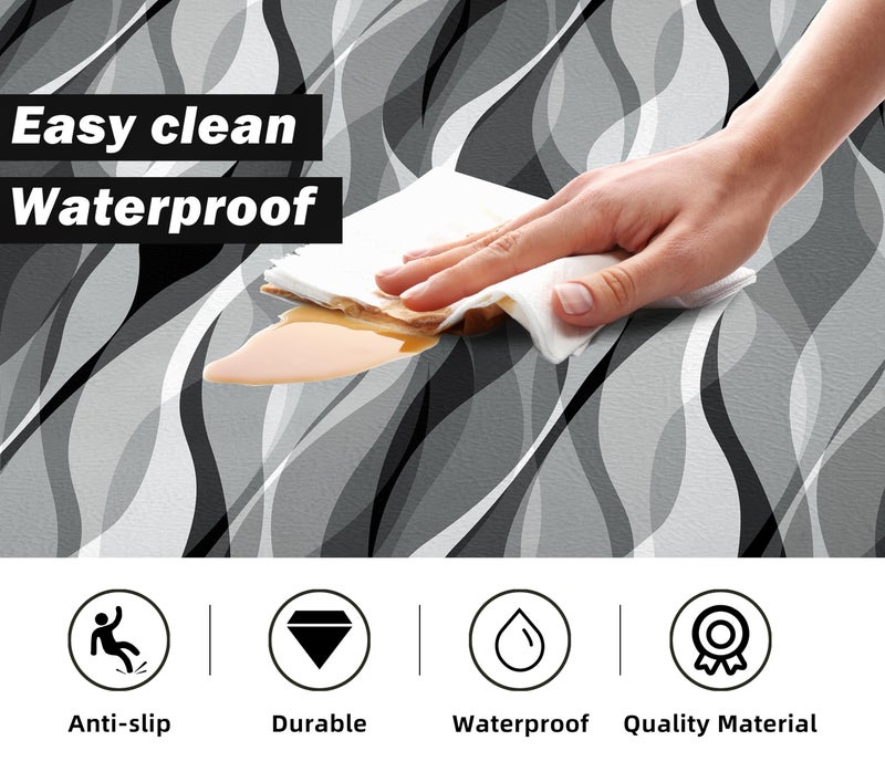 weesire Kitchen Mats for Floor Modern Abstract Kitchen Rugs Grey Stripe Anti Fatigue Kitchen Mats Waterproof Floor Mats Cushioned Non-Skid Standing Mats for Kitchen, Set of 2,17.3 x 28+17.3 x 47 - Image 4