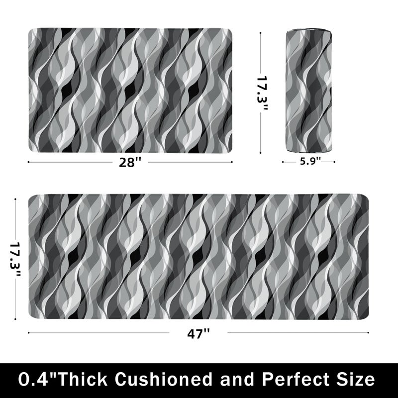 weesire Kitchen Mats for Floor Modern Abstract Kitchen Rugs Grey Stripe Anti Fatigue Kitchen Mats Waterproof Floor Mats Cushioned Non-Skid Standing Mats for Kitchen, Set of 2,17.3 x 28+17.3 x 47 - Image 2