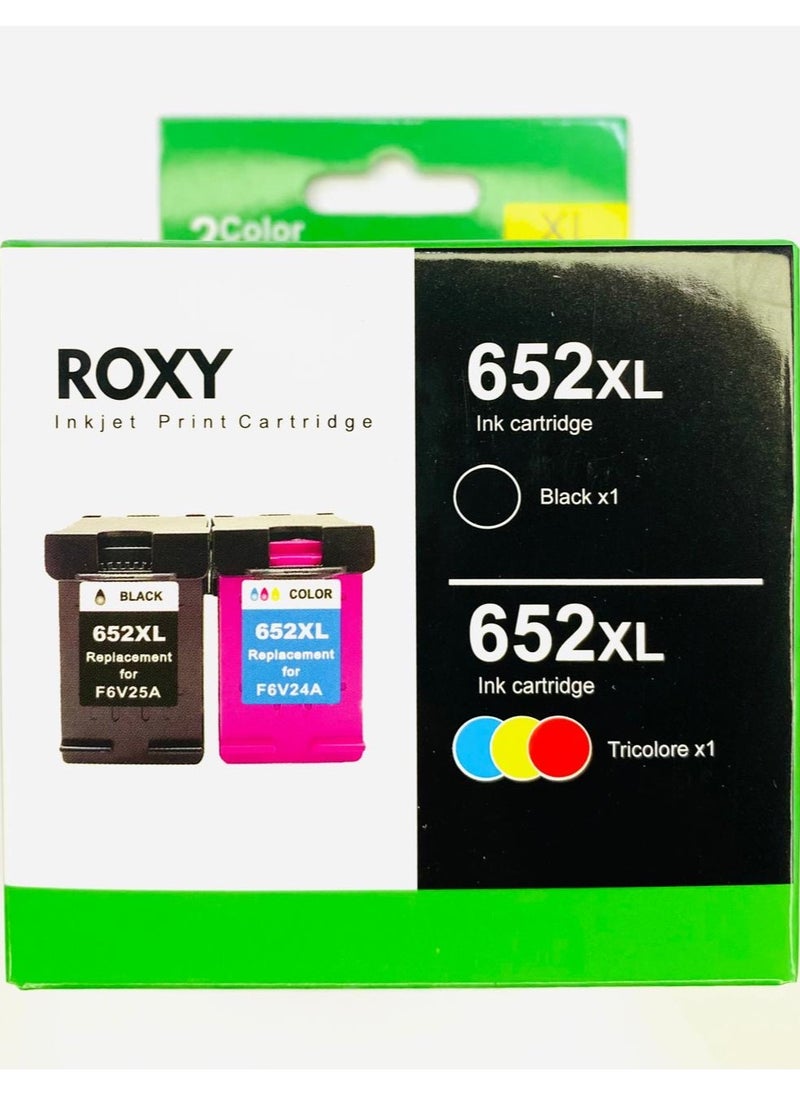 Roxy - Roxy HP ink 652 (SET) Cartridge Cartridge Compatible for HP 652 652XL for HP DeskJet 3787 3789 3835 4535 Printers (1 Black 1 Tri-Color) - Image 1