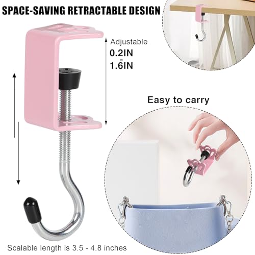 Gelobo 4 Pack Heavy-Duty Purse Hooks for Table & Desk - 50lb Capacity High-Strength Alloy Hanger, Multi-Use Organizer for Handbag, Backpack, Headphone, Space-Saving Office Table Accessories (Multicolor) - Image 2