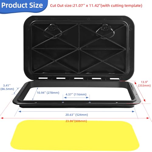 CLLOMAGY 24"x14" Boat Hatch Deck Access Lid,Marine Deck Access Hatch Door Cover for Bass/John/Fishing/Skiff/Sailboat/Yacht & RV/Camper Van,Durable&Weatherproof Boat Access Lid Cover-1PCS - Image 2