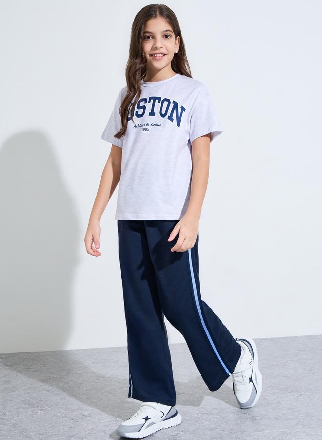 Styli Teen Girls Navy Blue Side Striped Straight Leg Joggers - Image 2