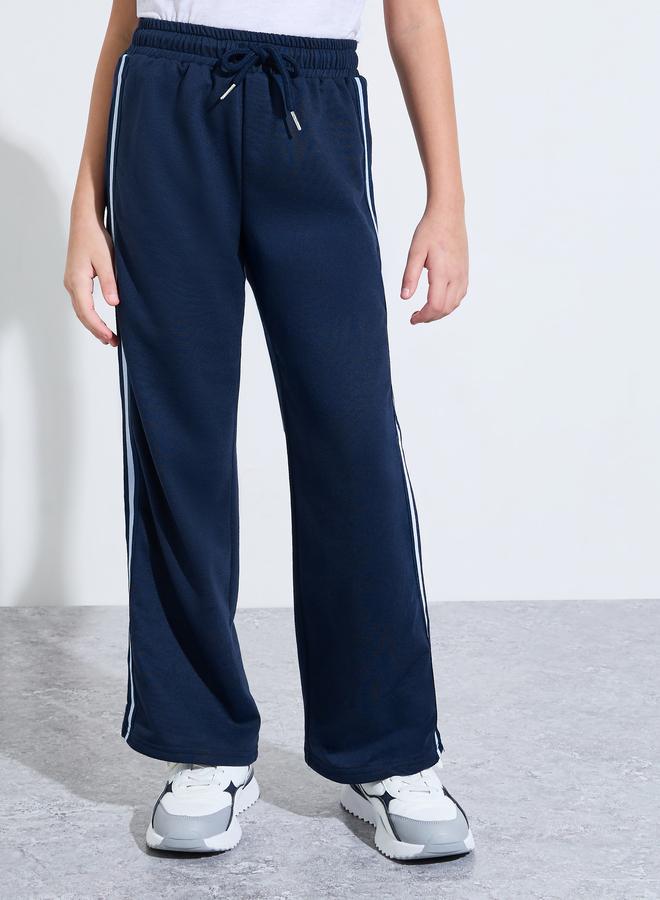 Styli Teen Girls Navy Blue Side Striped Straight Leg Joggers - Image 1