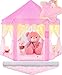EVOIONOS Princess Tent with Lights and Rug Play Tent for Girls Kids Tent Indoor and Mat Princess Castle Playhouse Tent for Girls Pink Girls Tent for Toddlers 55 x 53 inch Toy Tent - Image 2