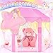 EVOIONOS Princess Tent with Lights and Rug Play Tent for Girls Kids Tent Indoor and Mat Princess Castle Playhouse Tent for Girls Pink Girls Tent for Toddlers 55 x 53 inch Toy Tent - Image 4