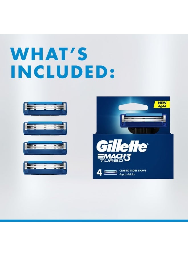 Gillette Mach3 Turbo Men's Refillable Razor: 4 Blade Refills - Image 3