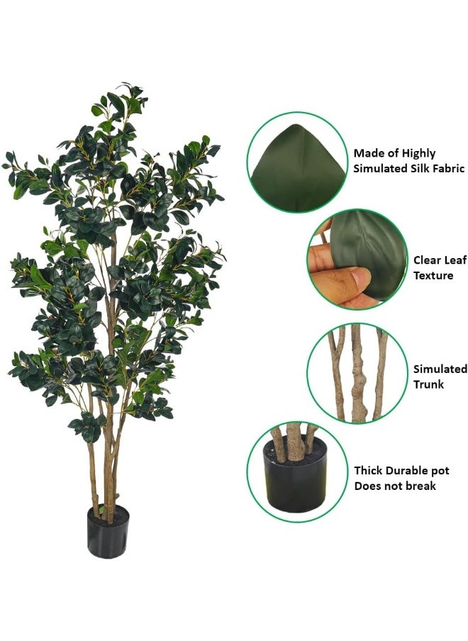 Yatai - YATAI Artificial Rubber Plant - Artificial Rubber Plant With Plastic Pot - Plants For Home Decor – Artificial Tree Outdoor – Fake Plants For Balcony – Artificial Plants Outdoor (180 CM) - Image 1