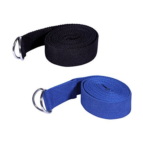 Footmate Yoga Belt for Men and Women Pack Of 2 | Yoga Strap with Extra Safe Adjustable D-Ring Buckle | 8 FT Long Durable and Premium Cotton Stretch Band Use for Yoga, Pilates, Gym, Fitness - Image 1