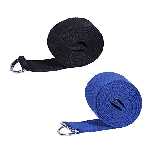 Footmate Yoga Belt for Men and Women Pack Of 2 | Yoga Strap with Extra Safe Adjustable D-Ring Buckle | 8 FT Long Durable and Premium Cotton Stretch Band Use for Yoga, Pilates, Gym, Fitness - Image 2