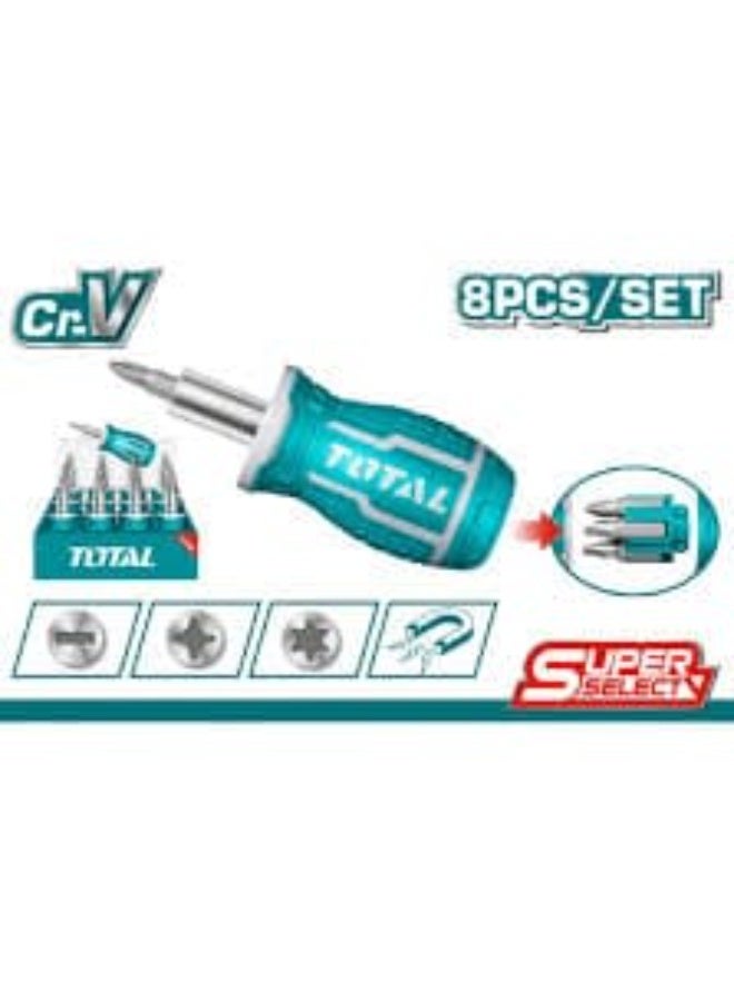 Total Tools 8 In 1 Stubby Screwdriver Set Tacsds0706
