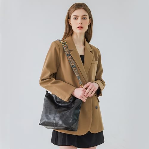 Dora & Liz Fashion Hobo Bags for Women Vegan Leather Crossbody Bag with Guitar Strap Shoulder Purses and Handbags (Black) - Image 2
