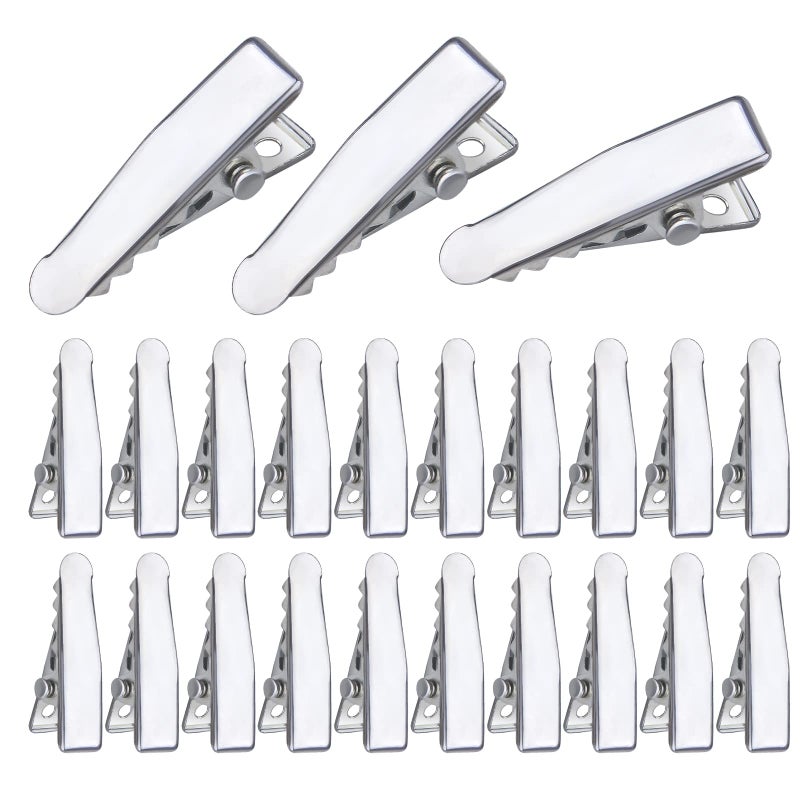 100pcs Alligator Duckbill Hair Clips Metal Single Prong Hair Clip Hairpins Teeth Bows Professional Sectioning Clips DIY Hair Accessories for Women Styling, Silver