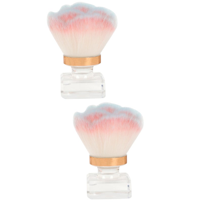 2pcs Powder Brush Travel Foundation Brush Portable Blush Brush Makeup Brush Nail Dust Brush - Image 1