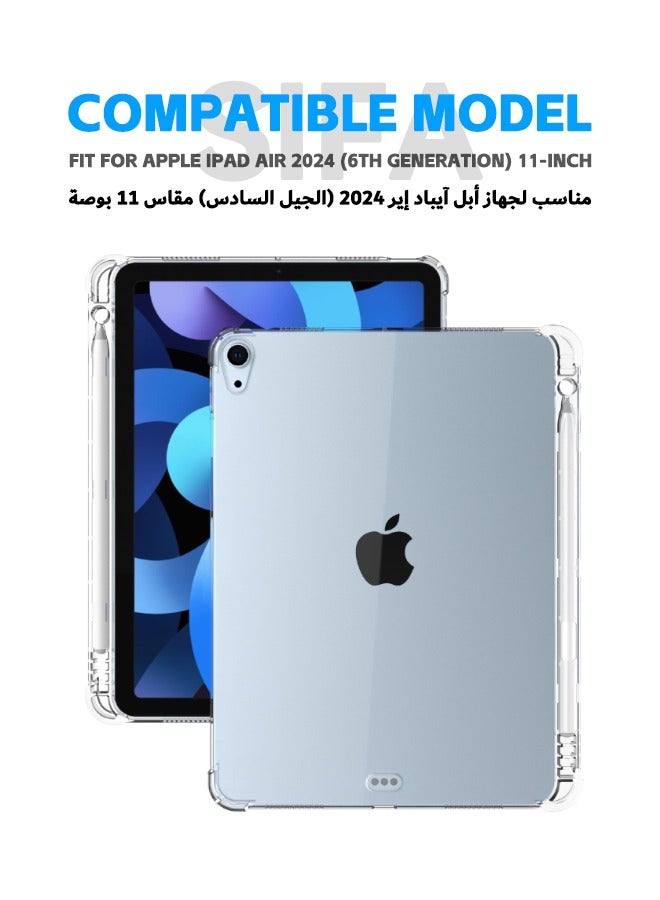 iPad Air 2024 (6th Generation) 11-Inch Case, Shockproof Tablet Protective Case with Four Corner Anti-Fall Airbags, Slim Silicone Anti-Drop Cover with Pencil Holder for iPad Air 6 2024 11 inch, Clear - Image 2