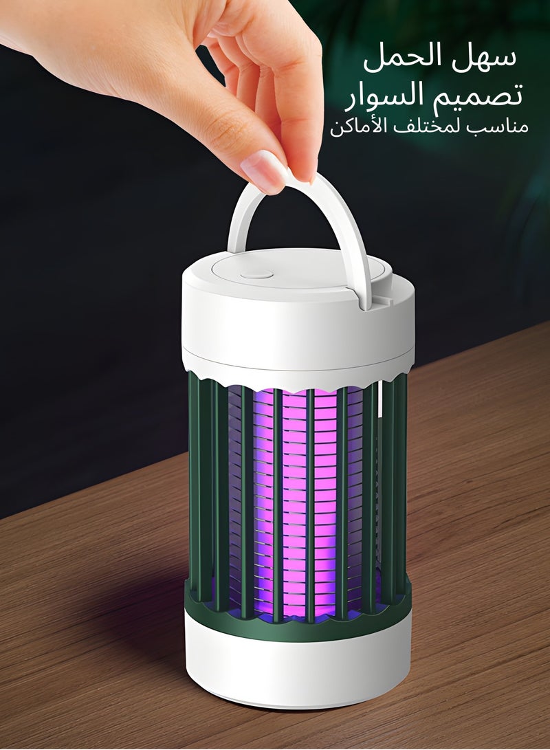 ماساجا مصباح كهربائي لقتل البعوض مع فخ الضوء فوق البنفسجي - يعمل بالطاقة عبر USB، جهاز صامت لقتل الحشرات، محمول وفعّال لغرف النوم، التخييم، المنزل، الفناء، والاستخدام الخارجي (أخضر)  - Image 2