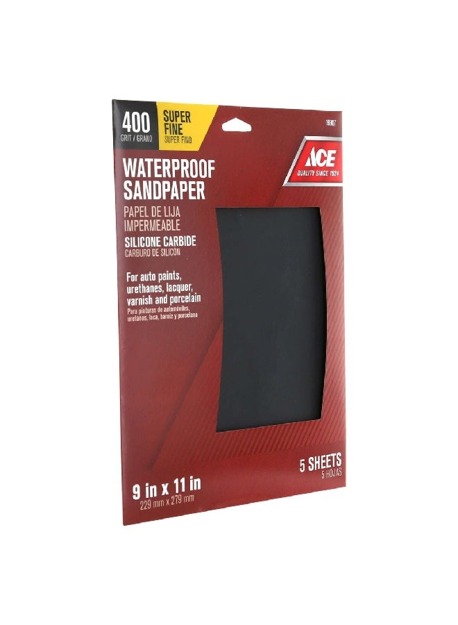 آيس ورق صنفرة مقاوم للماء مكون من 5 قطع من كربيد السيليكون بحبيبات متنوعة بعدد 400 حبة من باللون الاسود مقاس 9 x 11 انش 19807 - Image 2