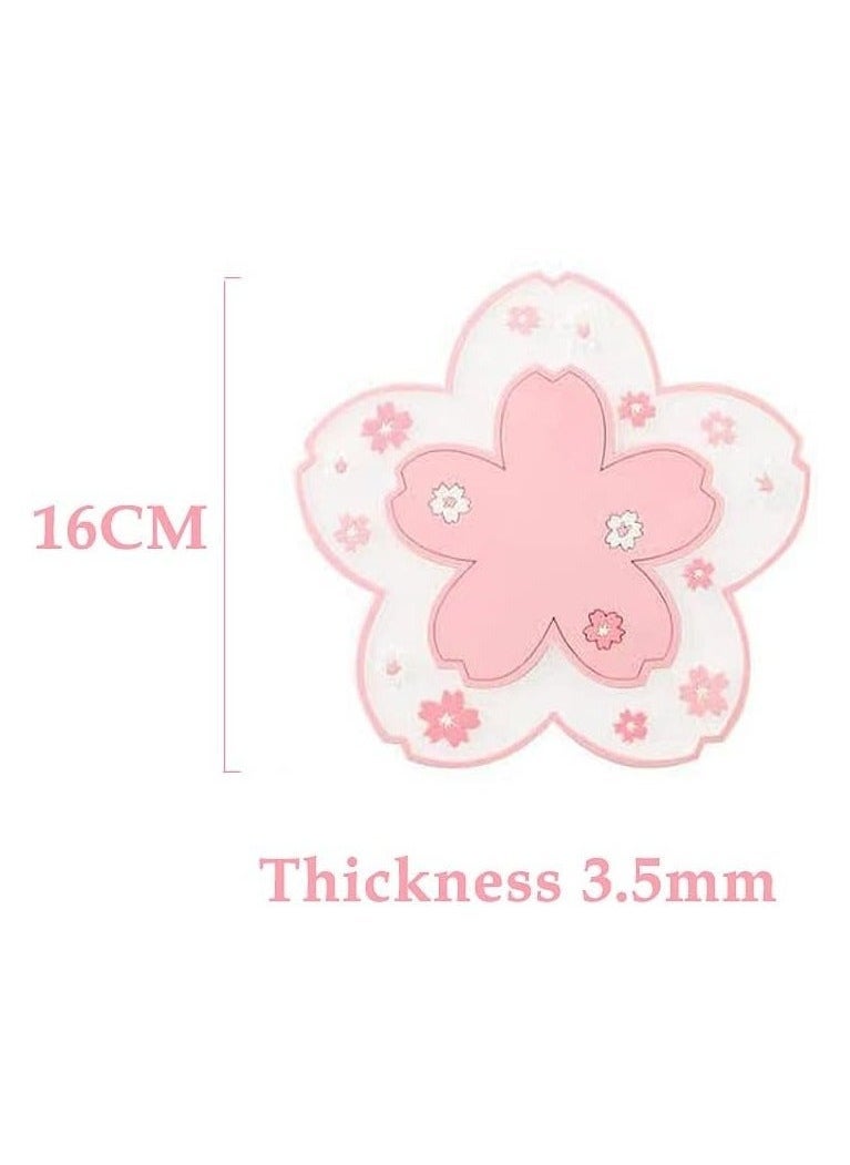 2 Pcs Sakura Coasters for Drinks, Cherry Blossom Cup Mats Non-Slip Drink Coaster for Coffee Table Home Decor Offices Housewarming Gift for Women, Prevent Furniture from Dirty Scratched - Image 5