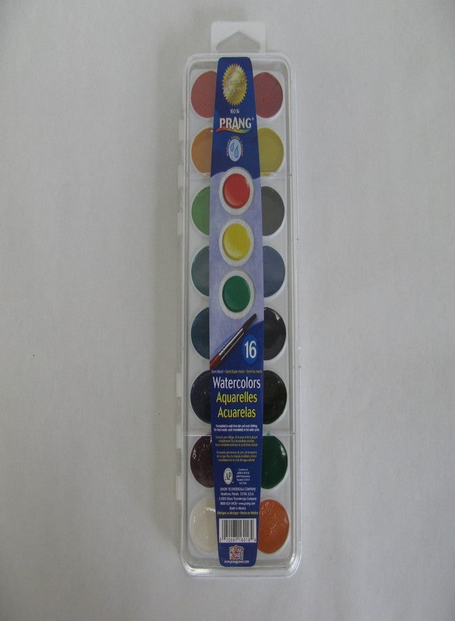 Prang Washable Semi-Moist 16 Classic Colors with 1 brush with shaped pans provide 41% more paint - Image 3