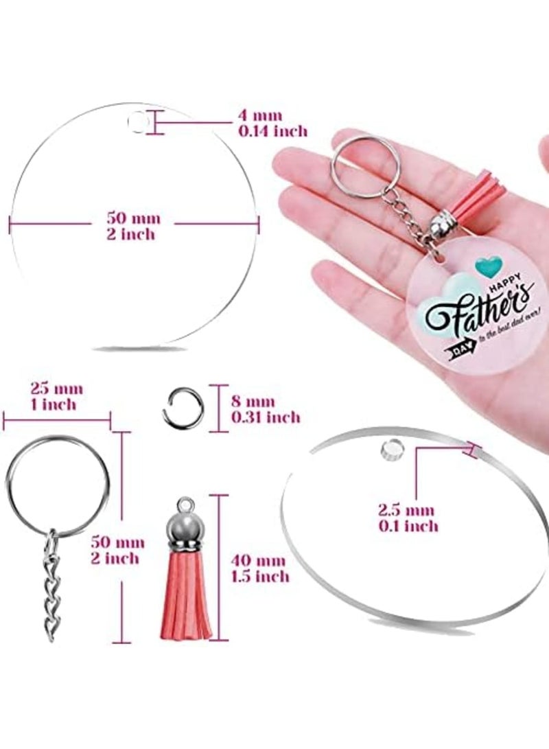 Luckam Key Ring Acrylic Blanks Keychain Tassels Set Including 30 Pcs Clear Acrylic Keychain Blanks 30 Pcs Key Rings with Chain 30 Pcs Keychain Tassel and 30Pcs Jump Rings (120Pcs) - Image 4