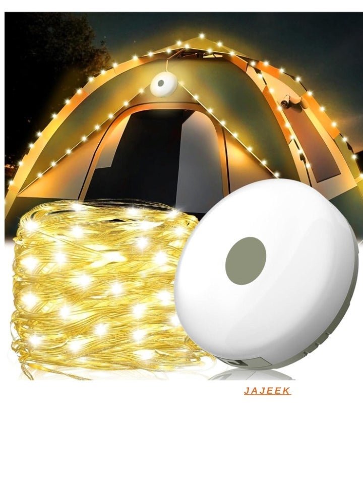 JAJEEK أضواء خيطية قابلة للسحب محمولة للتخييم | 10م أضواء LED خارجية مقاومة للماء | توهج دافئ للحفلات، التخييم، الحدائق، والفعاليات الخارجية | متينة وخفيفة الوزن، مثالية لخلق جو مريح - Image 1