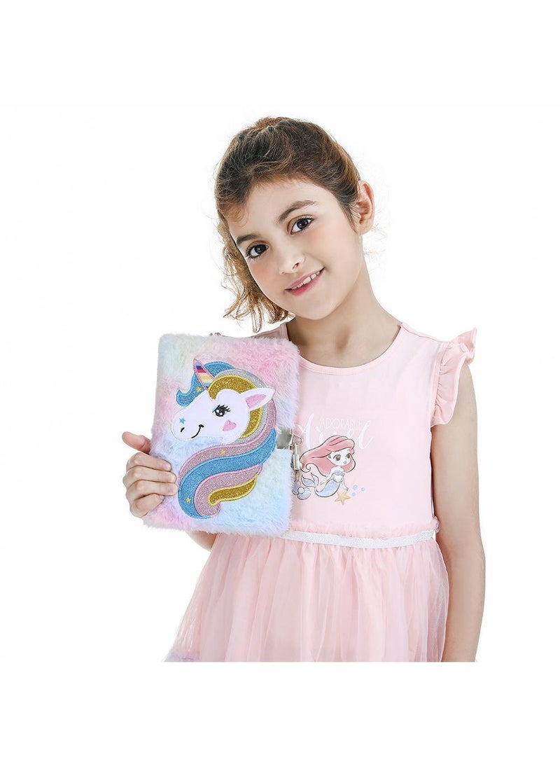 Sweet seven Fluffy Pink Unicorn Notebook Gift Set - Soft, Plush, and Stylish Stationery for Girls Includes Unicorn fur ball keychain and Dreamy Diary  Writing Pad for Kids - Image 2