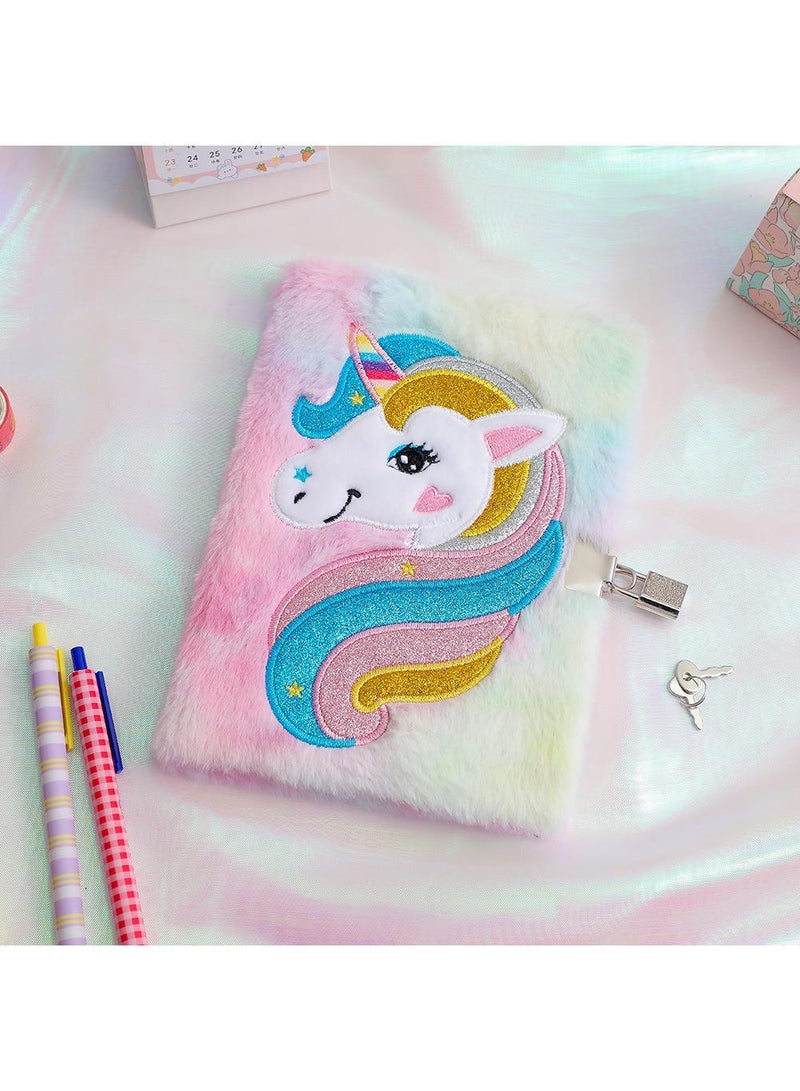 Sweet seven Fluffy Pink Unicorn Notebook Gift Set - Soft, Plush, and Stylish Stationery for Girls Includes Unicorn fur ball keychain and Dreamy Diary  Writing Pad for Kids - Image 5