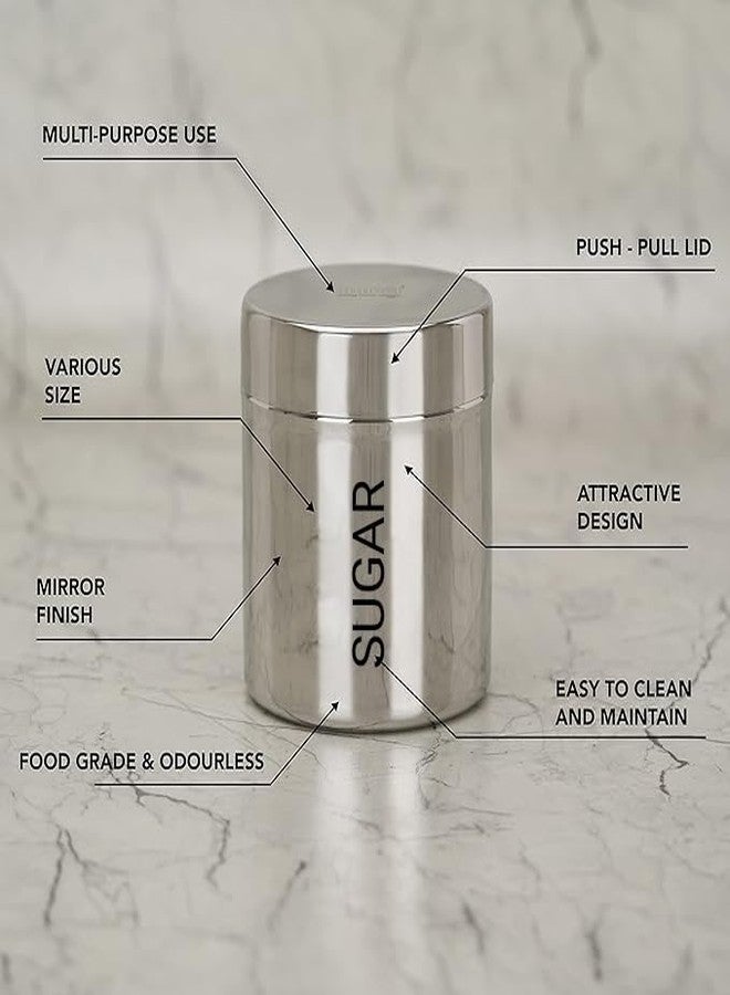 VISAXMI® Tea Sugar Containers Set of 2 | Tea Sugar Canister 800ml | Steel Container (Pack of 2, Silver) - Image 4