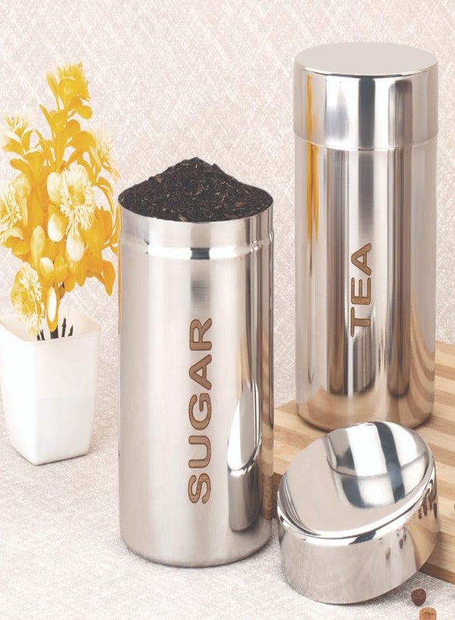 VISAXMI® Tea Sugar Containers Set of 2 | Tea Sugar Canister 800ml | Steel Container (Pack of 2, Silver) - Image 3