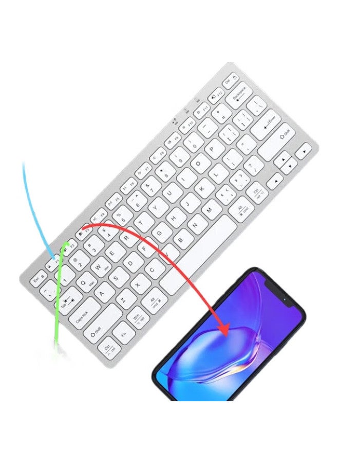 B.O.W Hangshi (Bow) Hd098C Dual-Mode Wireless Bluetooth Charging Keyboard, Compatible With Phones, Tablets, Ipad, Computers, Apple, Xiaomi, Huawei, Universal Three-Mode Keyboard For Office Use, Silver White - Image 2
