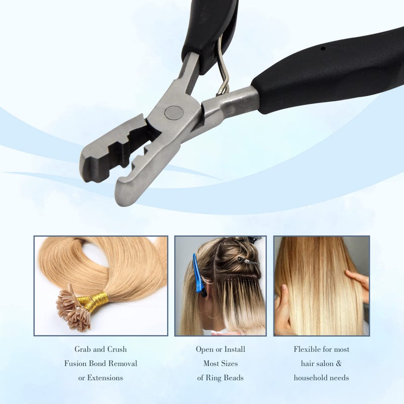 coloryoung Fusion Bond Crusher Tool for Keratin Hair Extensions Flat Tip Pre-Bonded Hair Extension Pliers Professional Hair Loop & Styling Tool - Image 5
