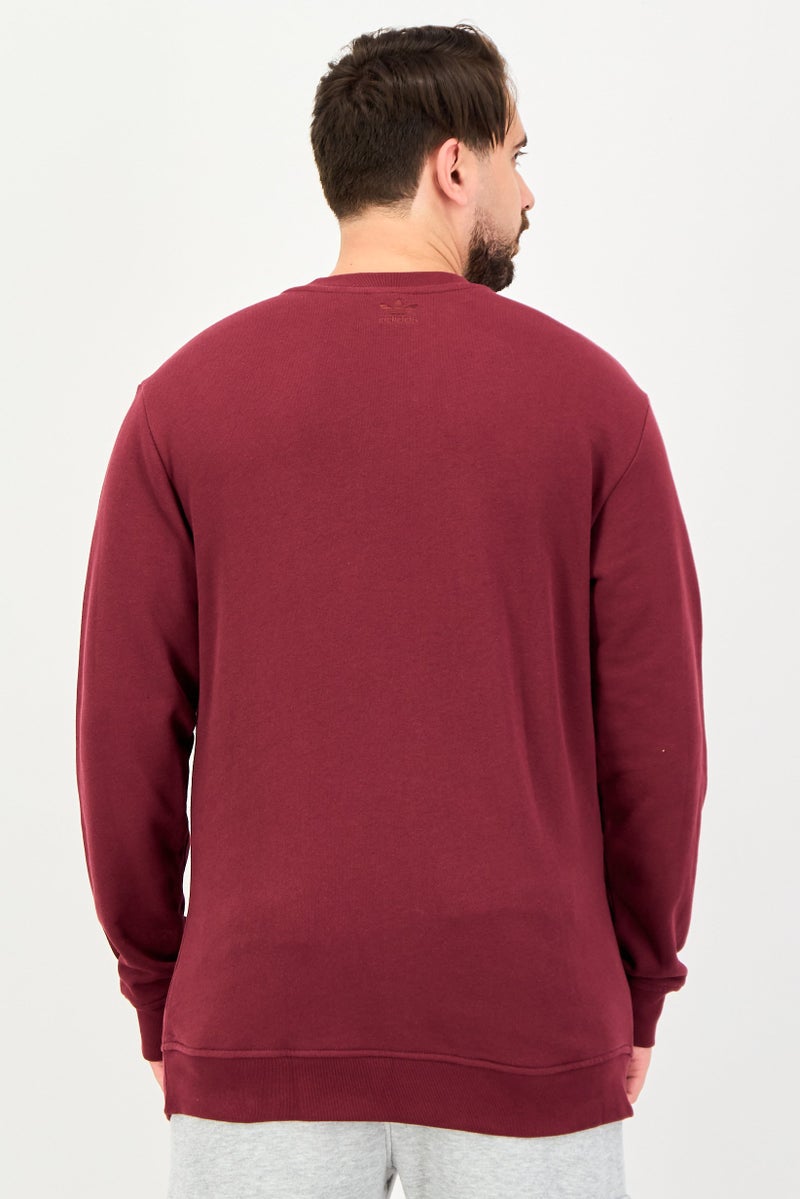 adidas Originals Men Sportswear Fit Long Sleeve Outdoor Sweatshirt, Maroon - Image 3