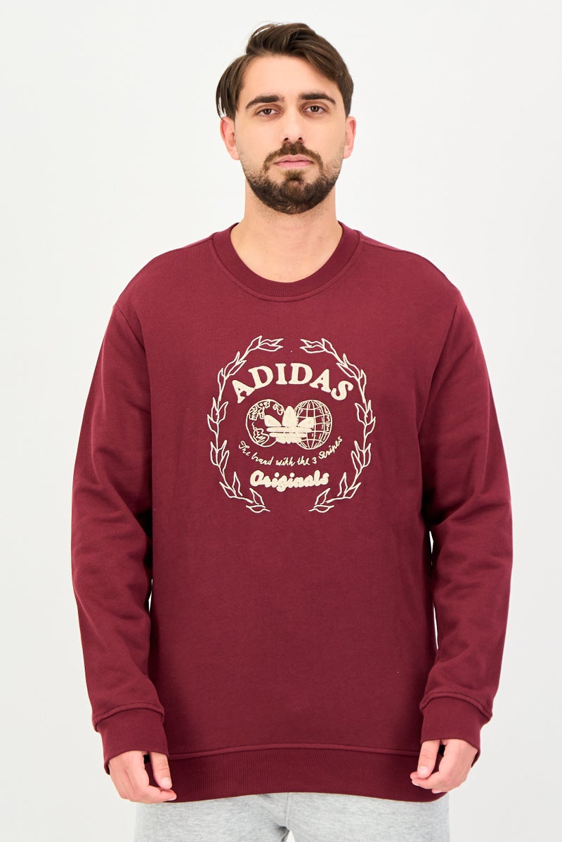 adidas Originals Men Sportswear Fit Long Sleeve Outdoor Sweatshirt, Maroon - Image 1