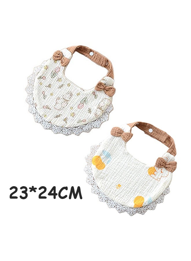 MXN 2 Pcs Muslin Baby Bibs, 360 Rotate Baby Bandana Drool Bibs Cotton for Feeding Eating and Drooling for 0-2 Years Old Boys Girls - Image 2
