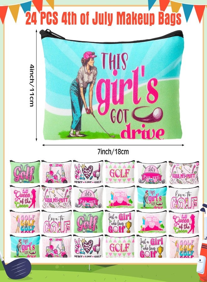 SilTriangle 24 Pieces Golf Makeup Bags Bulk Golfers Canvas Cosmetic Gift Bags Purse Organizer Zipper Cosmetic Pouch Portable Travel Toiletry Pouch for Women Men Gifts, 7 x 4 Inch - Image 2