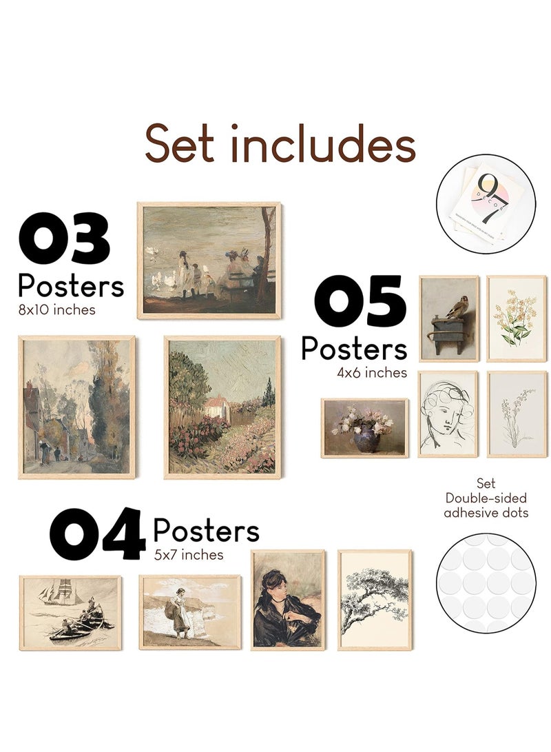 Today Idea Vintage Posters for Room Aesthetic - Vintage Art Prints for Wall Decor, Light Academia Decor, Vintage Gallery Wall Art, Neutral Vintage Pictures French Decor for Cozy Bedroom (Unframed) - Image 3