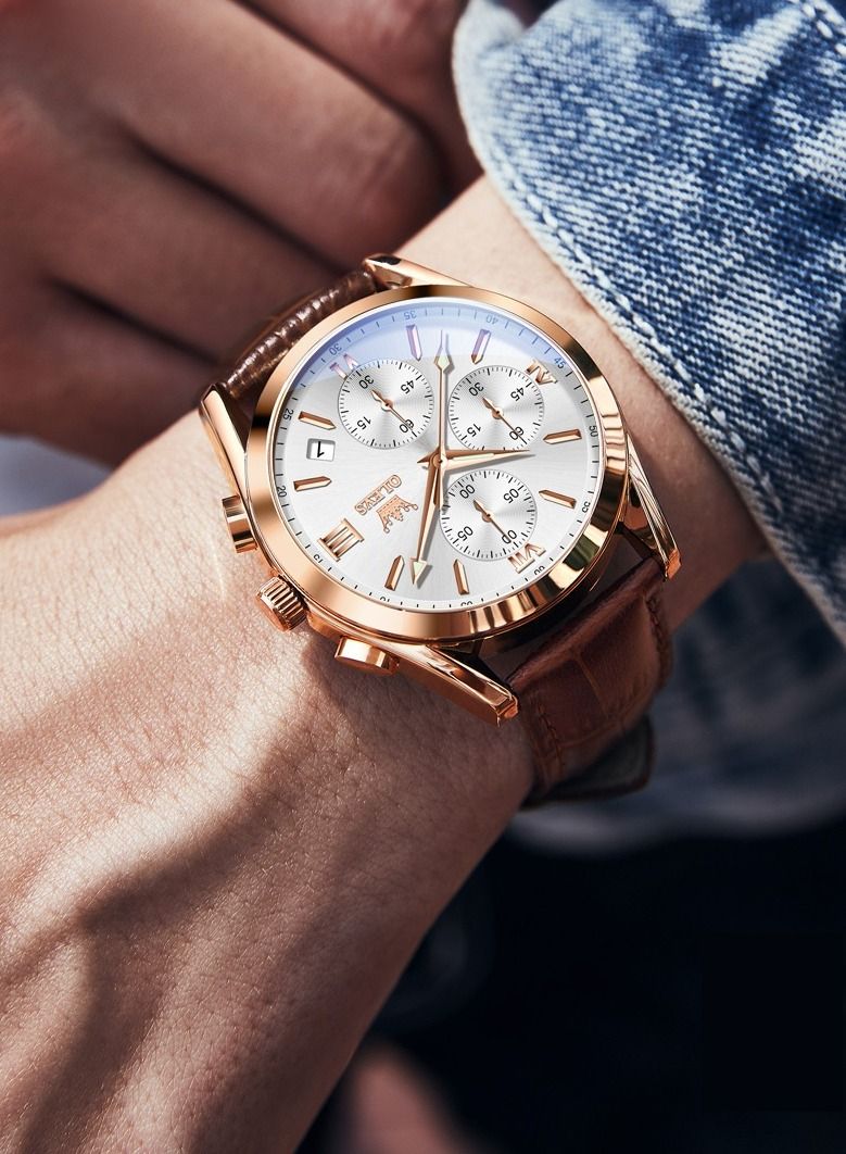 أوليفز الرجال ووتش بو الجلود حزام توقيت ووتش ديلوكس متعددة الوظائف الاتصال الهاتفي noctilucent للماء التقويم القمر المرحلة التناظرية الكوارتز ووتش الرياضة - Image 2