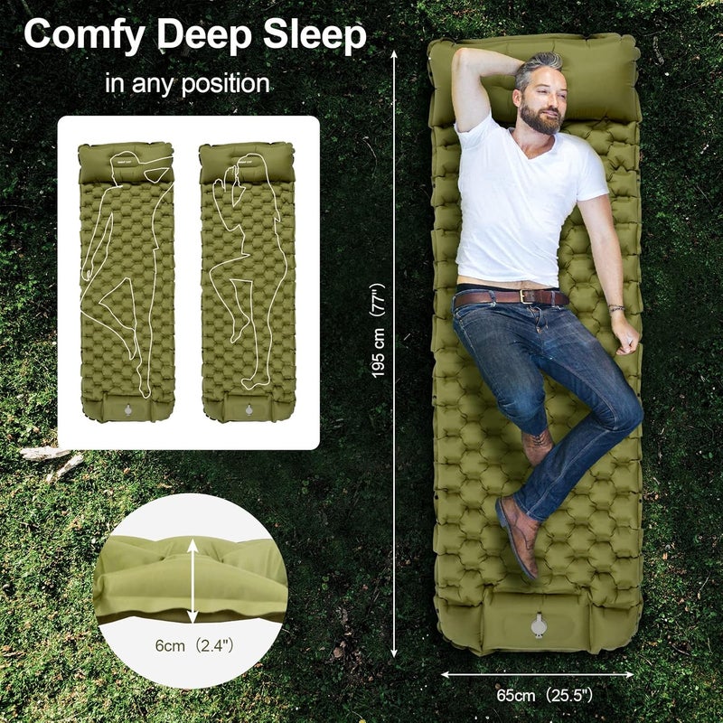 Night Cat Sleeping Air Pad with Pillow Inflatble Mat Mattress Bed for Camping Backpacking Hiking Traveling 195×65 cm - Image 3