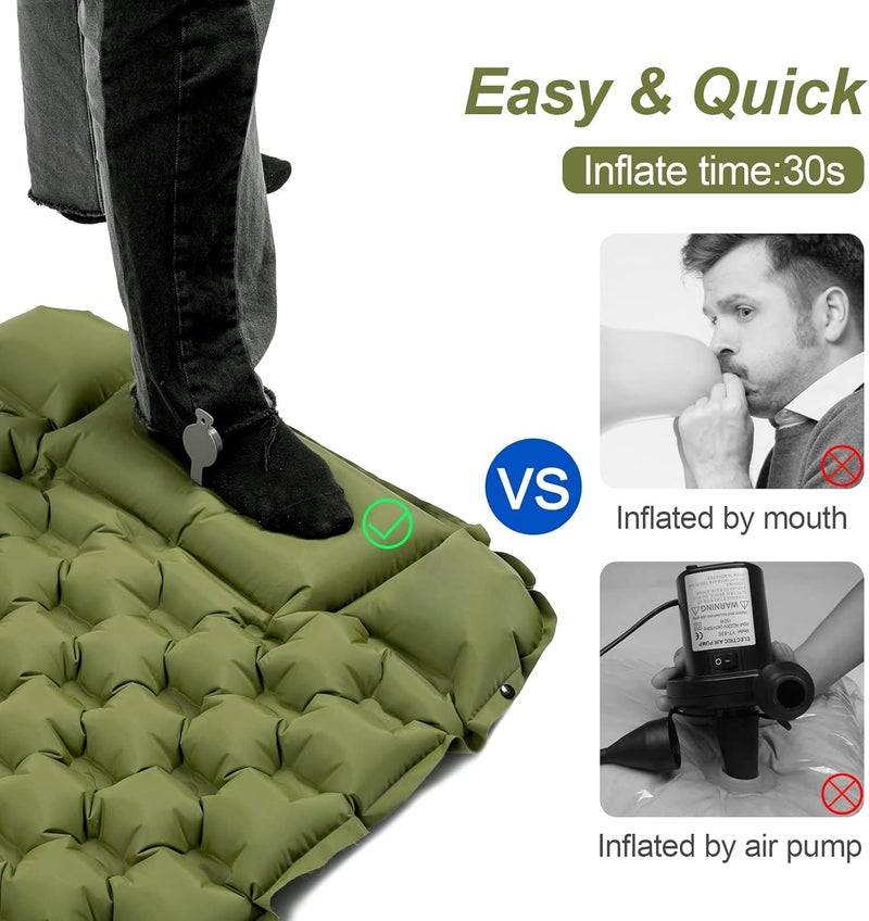 Night Cat Sleeping Air Pad with Pillow Inflatble Mat Mattress Bed for Camping Backpacking Hiking Traveling 195×65 cm - Image 2