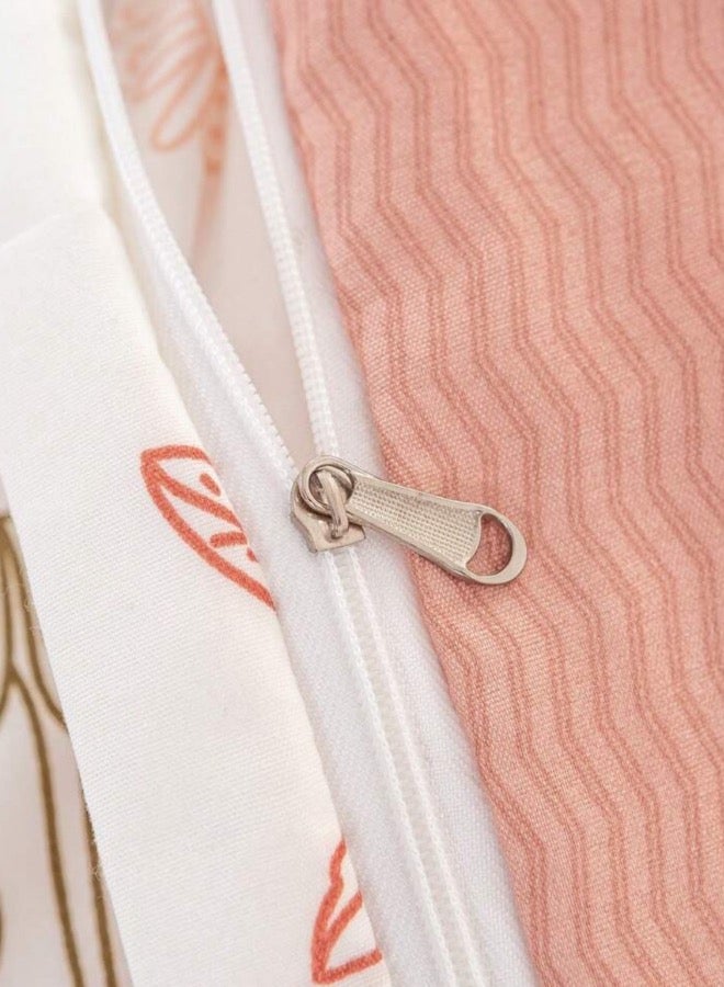 لونا هوم طقم سرير كوين مكون من 6 قطع باللون الخوخي مع غطاء لحاف بتصميم زهور نباتية. - Image 4