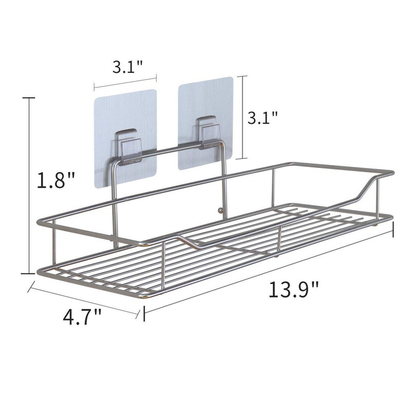 Zurato Adhesive Shower Caddy Cosmetic Holder with Shelf Storage, Wall Basket for Kitchen,Stainless Steel Multi Purpose Bathroom Shelf/Rack Magic Sticker - Image 3