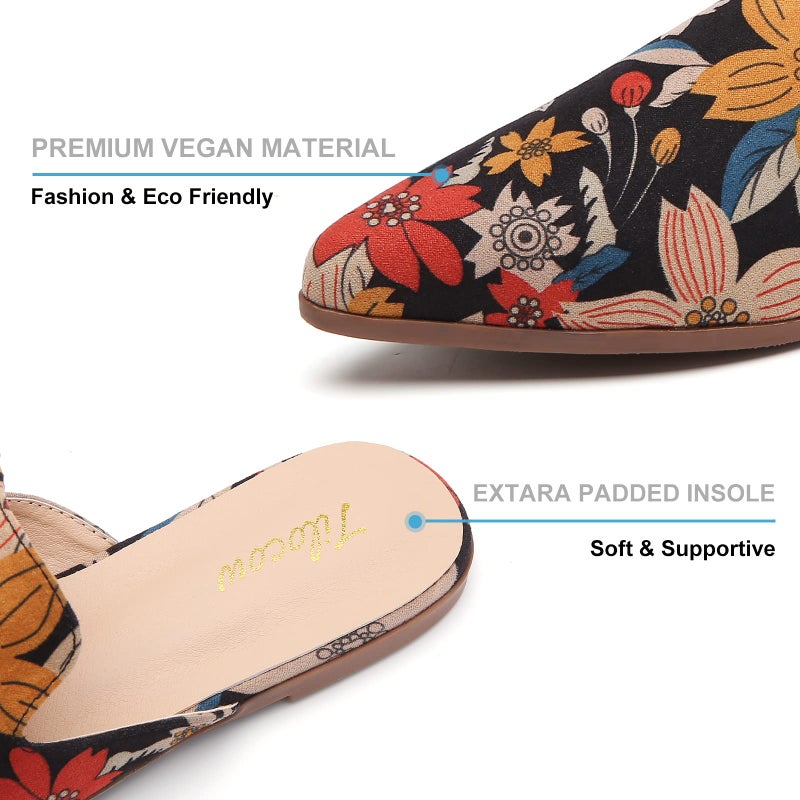Tilocow Mules for Women Flats Pointed Toe Slip On Backless Loafers Flat Mule Business Casual Shoes Slides - Image 5