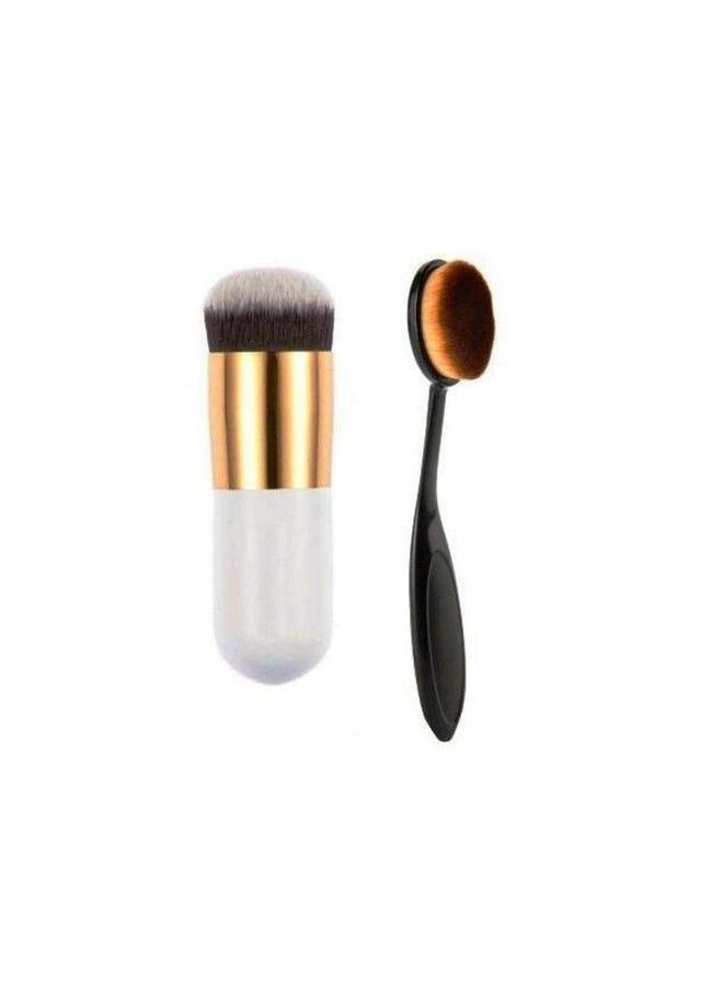 ClubComfort White And Oval Black Professional Foundation Brush Pack Of 2  - Image 1