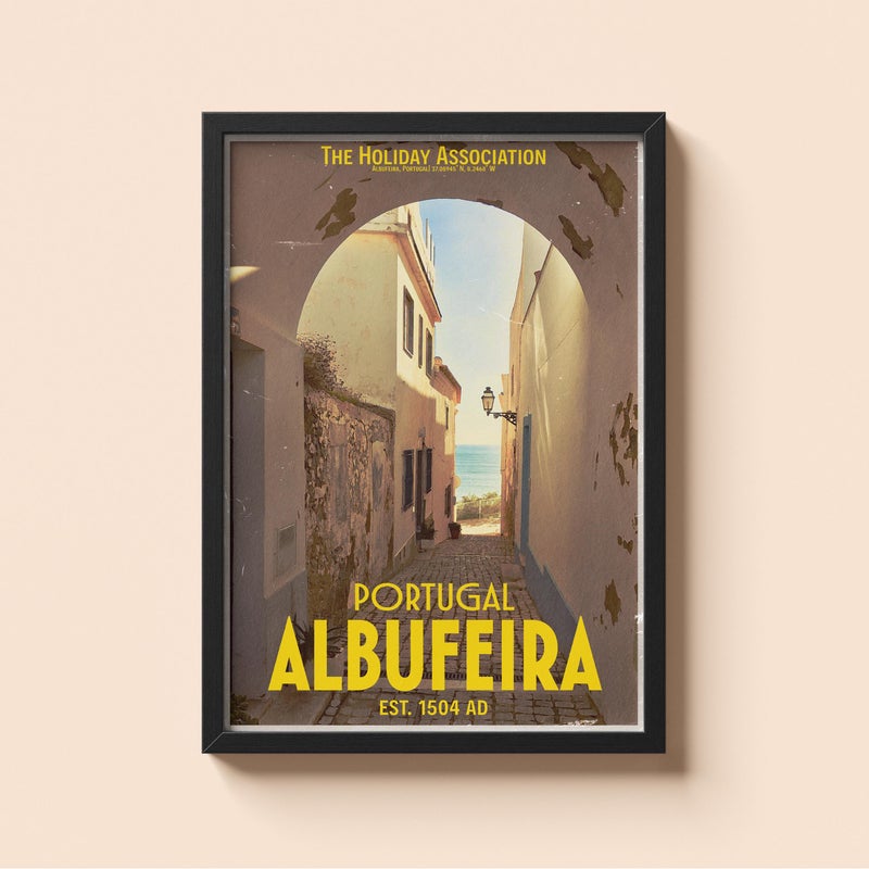 TNESSENTIAL Albufeira Portugal Travel Poster | Vintage Summer Vacation Wall Art - Image 1