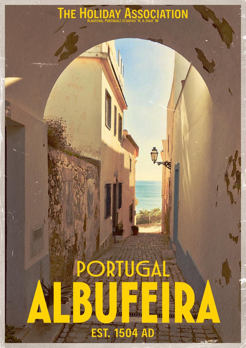 TNESSENTIAL Albufeira Portugal Travel Poster | Vintage Summer Vacation Wall Art - Image 3