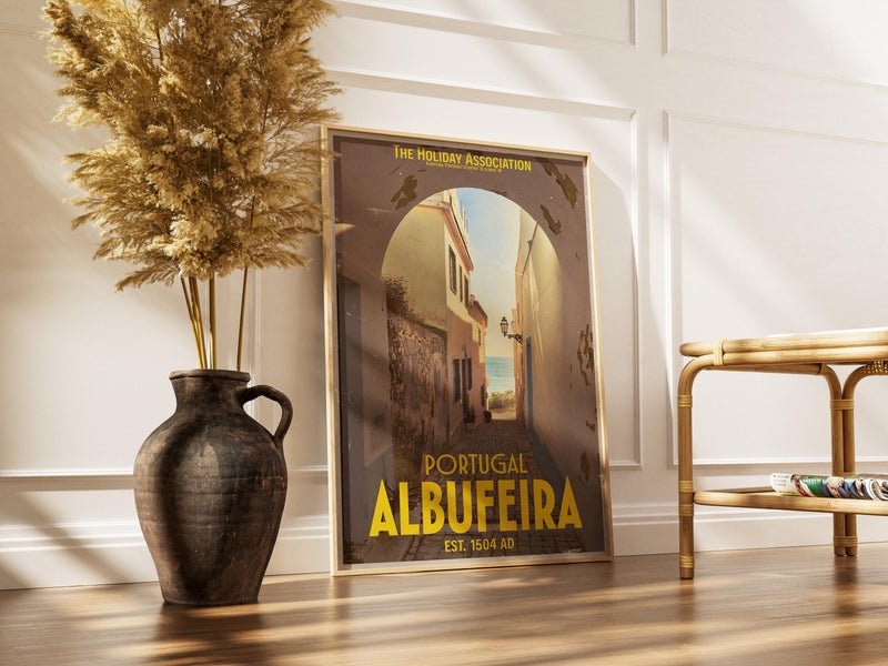 TNESSENTIAL Albufeira Portugal Travel Poster | Vintage Summer Vacation Wall Art - Image 2